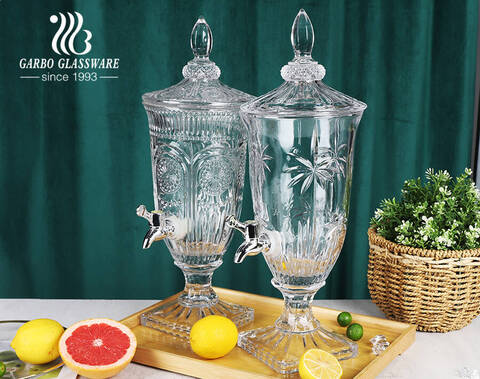 Wholesale Clear Juice Water Glass Drink Dispenser with Ceramic
