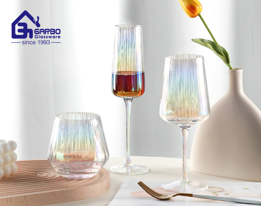 Rainbow ion plating design handmade wine glass for gift order