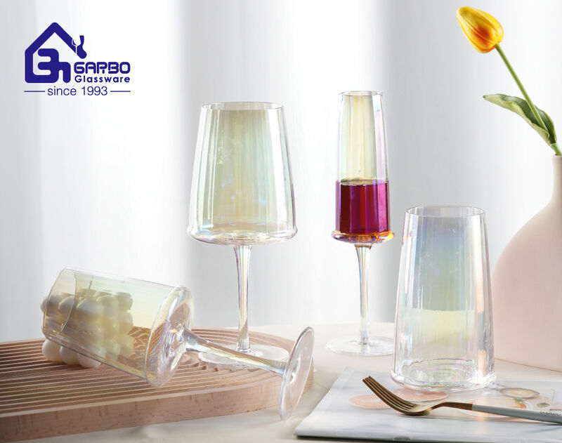 Rainbow ion plating design handmade wine glass for gift order