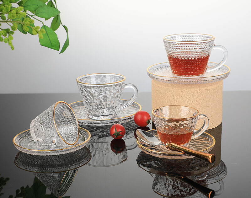 High quality glass cup and saucer set for American and European market wholesale china