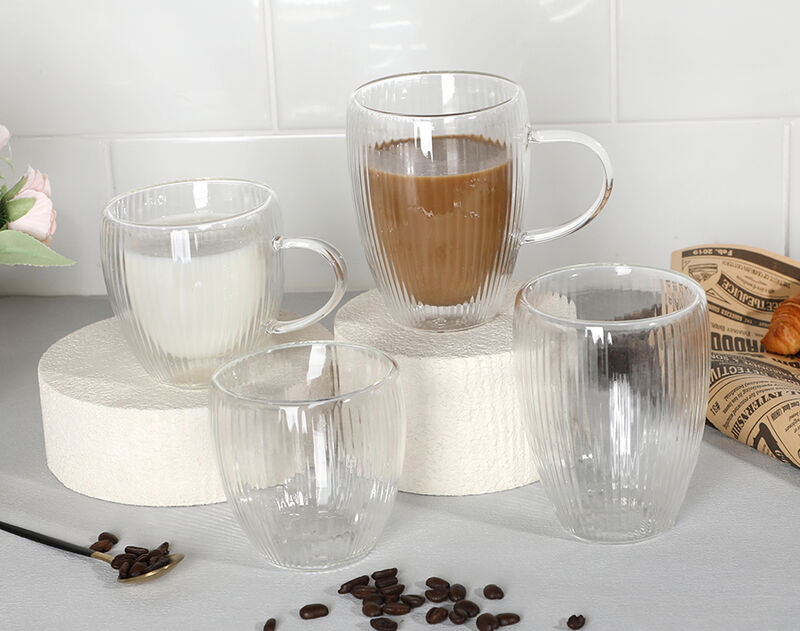 China Luxury heat resistance double wall glass mug for coffee factory