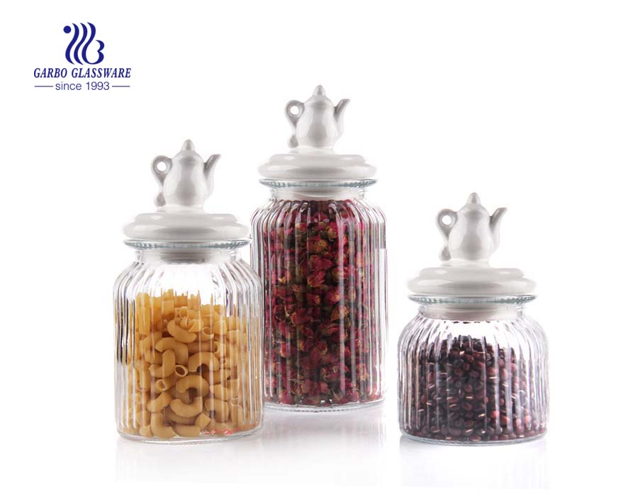 Airtight Jar Glass Storage Jar, Decorative Kitchen Lid, Glass Canisters for  Candy, Spice, Cookie, Sugar, Snacks 650ml 