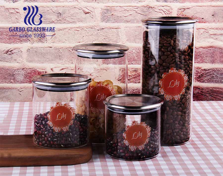 Eco Friendly Borosilicate Glass Storage Jars with Bamboo Lid Food