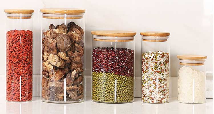 Food Canister Borosilicate Glass Square Shape Storage Jar with Bamboo Lid  Glass Storage Jars - China Sealed Glass Storage Conrainer and Kitchen Spice Glass  Jar price