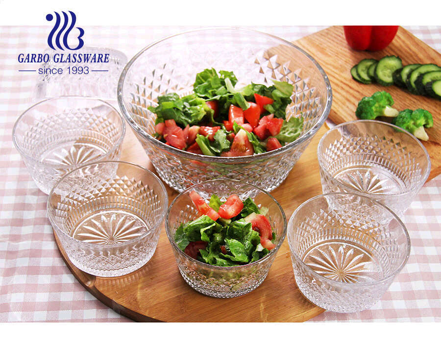 Glass Fruit Bowl Large Serving Deep Salad Bowl Clear Glass Trifle Fruit Veg
