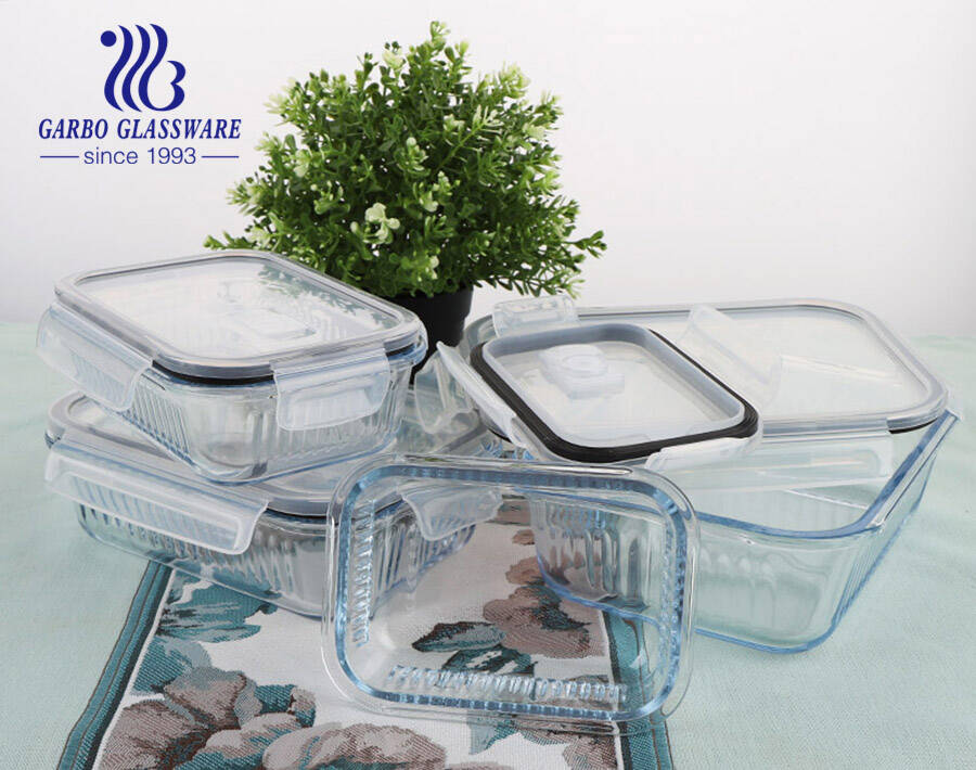 Recipiente de vidrio ecológico para alimentos con tapa, fiambrera de  vidrio, recipientes para almuerzo para microondas, conjuntos al por mayor