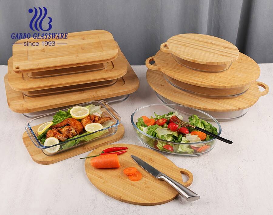 2-Piece Glass Bowl Set with Bamboo Lids - Oven Safe Glass – Eco +