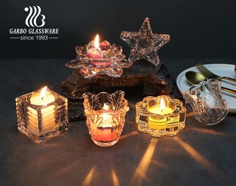 The variety of glass candle holders