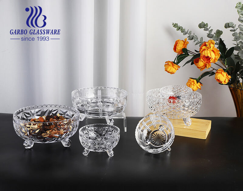 Juego de vajilla de cristal con diseño en relieve transparente, juego de  frutero de cristal de