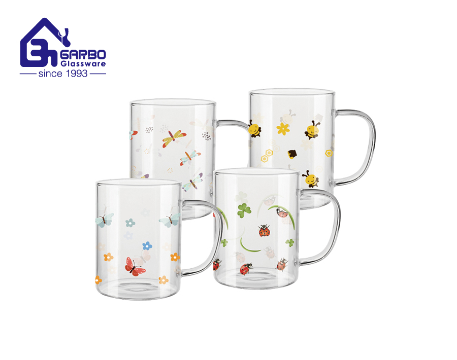 450ml single wall glass water mug in high borosilicate material