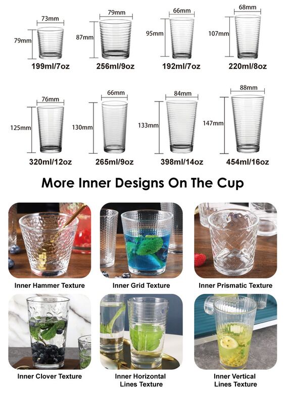 Creative designs 390ml glass tumbler with inner embossed pattern hot sell in Philippines