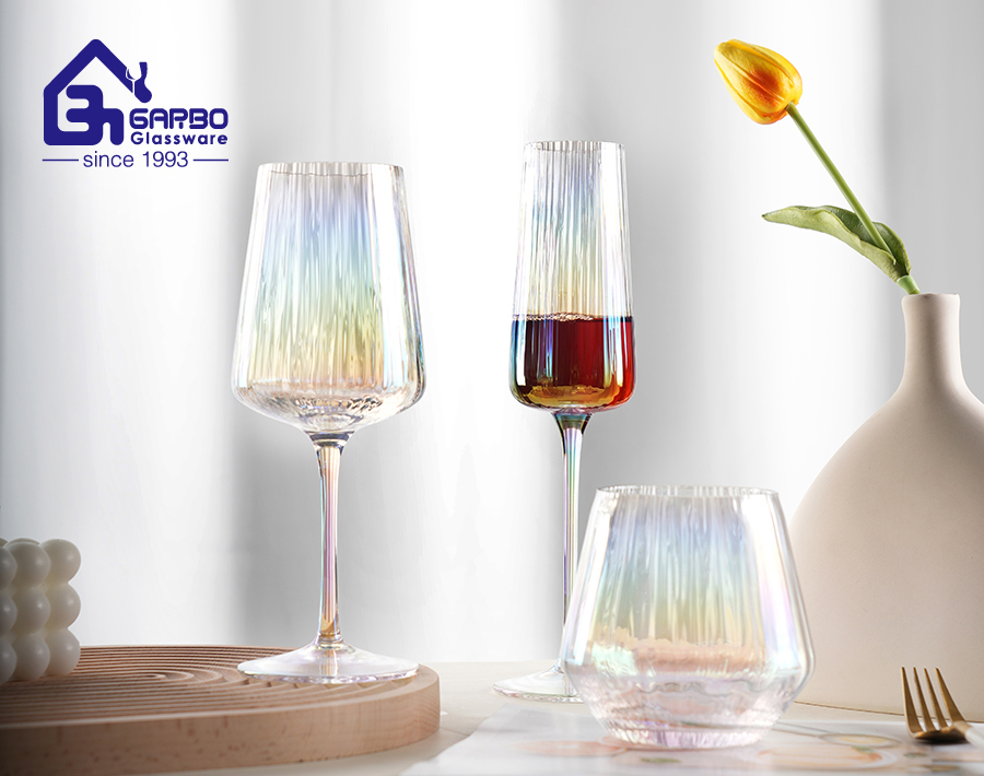 Wholesaler factory ion plaing handmade colorful wine glass