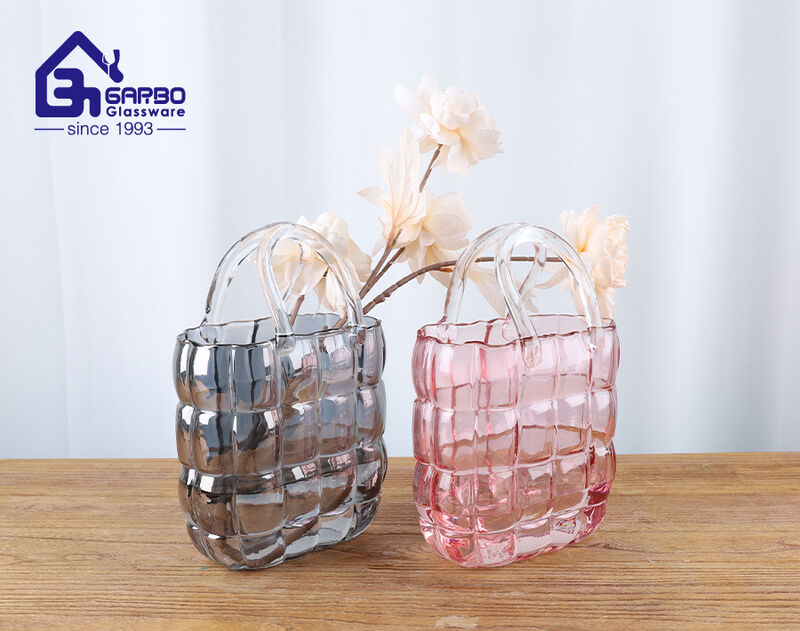 Fashion element- handmade glass vase in handbag style