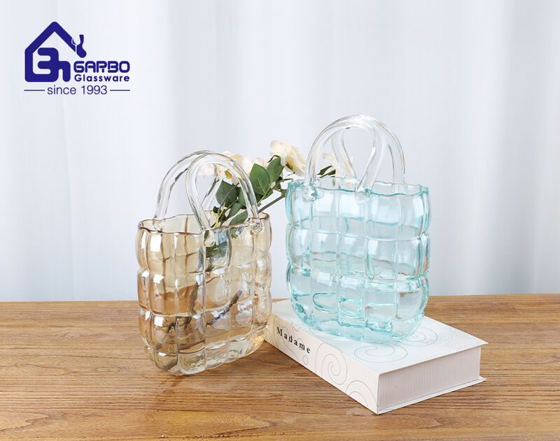 Fashion element- handmade glass vase in handbag style