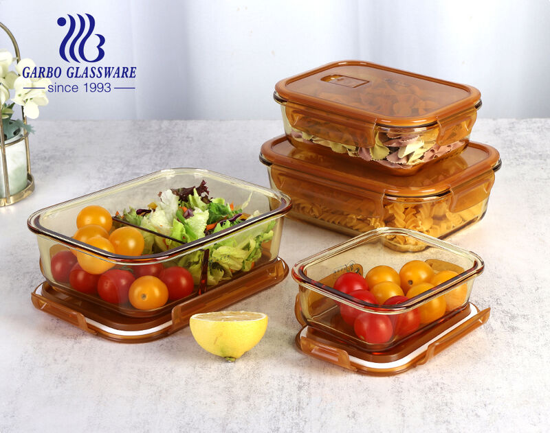 MOQ 3000 rectangle shape high borosilicate glass food container