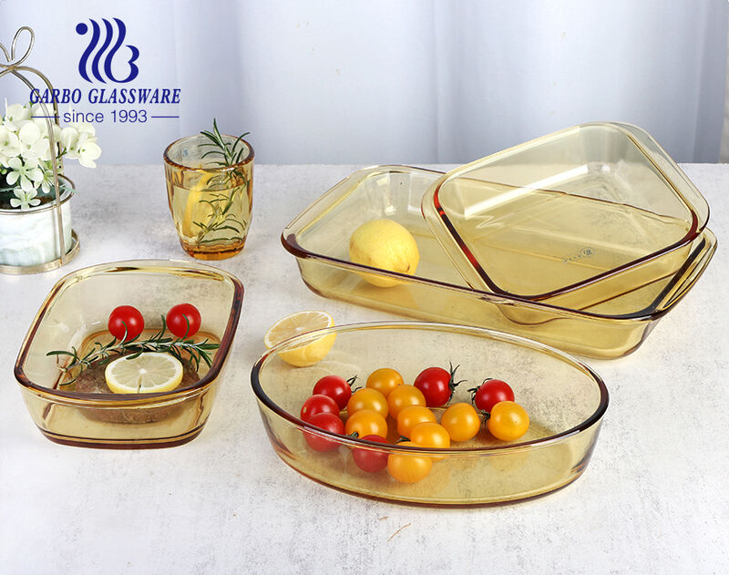 Premium Amber Color High Borosilicate Glass Baking Dishes