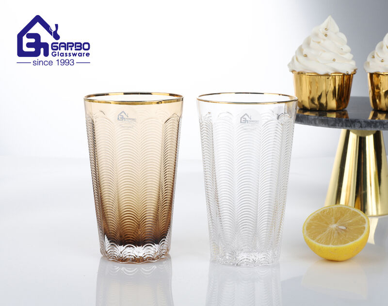 high-end luxury glassware with spray color and real gold rim