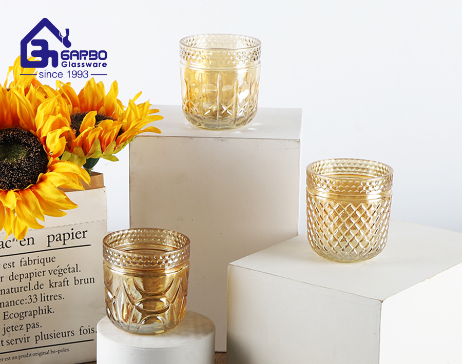 Mass production gold glass cup for wedding gift