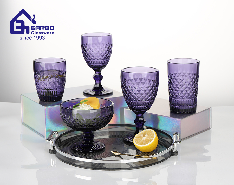 Factory direct solid color glassware with engraved design