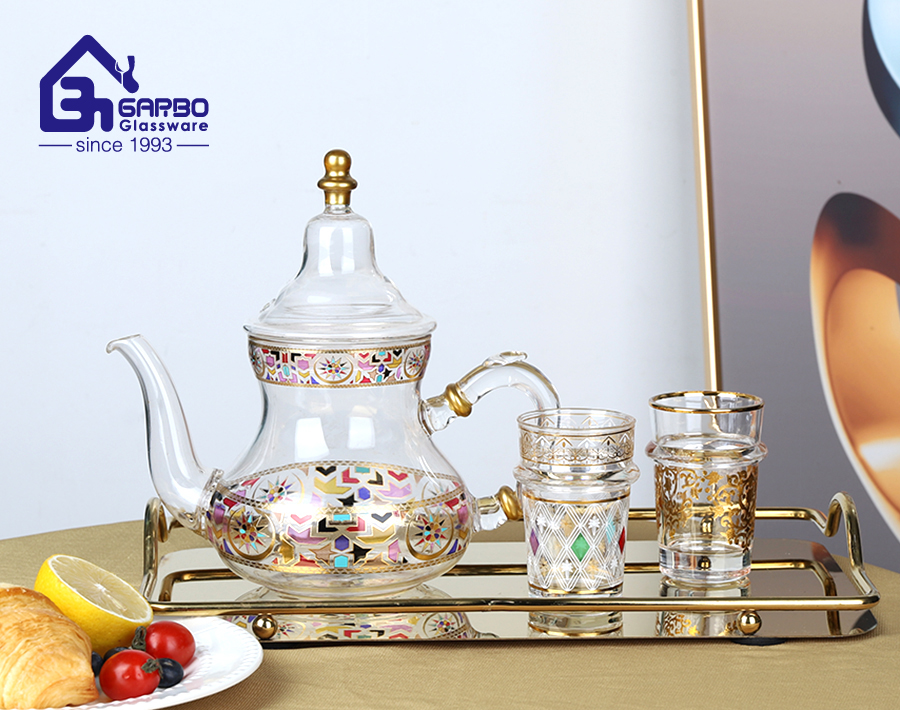 Turkish style high borosilicate glass teapot set for wholesale