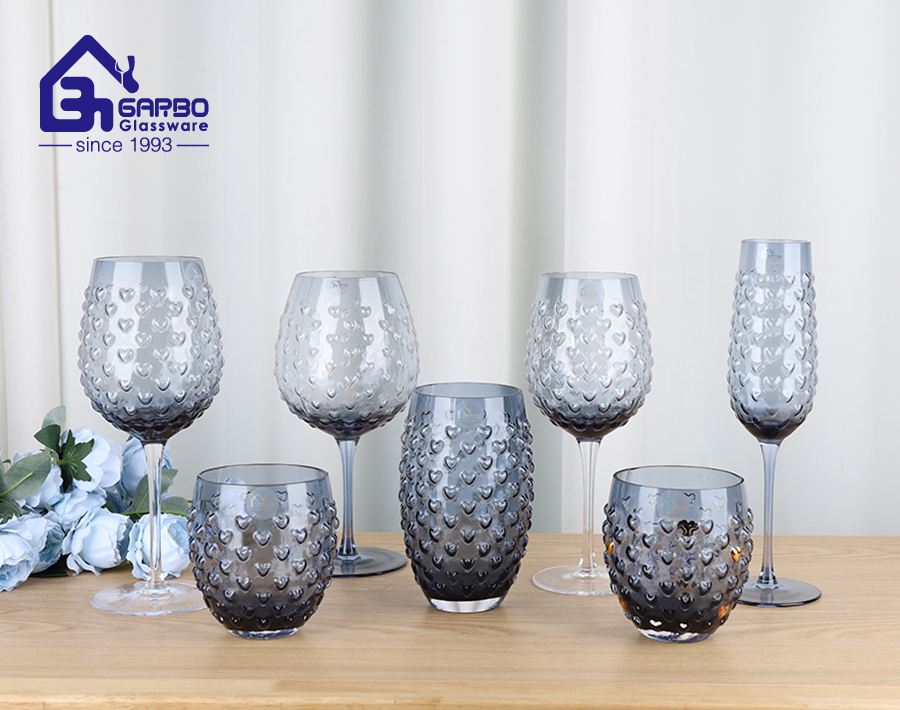 2024 New arrival heart shape embossed glassware series