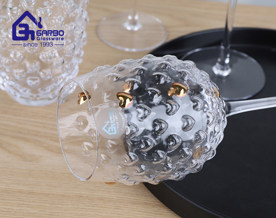 2024 New arrival heart shape embossed glassware series