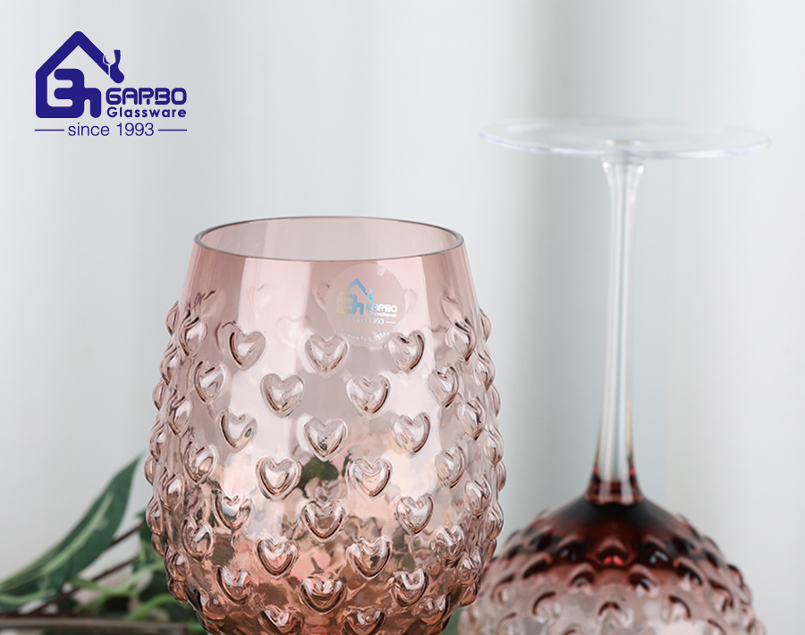 2024 New arrival heart shape embossed glassware series