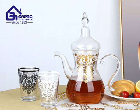 Luxury glass tea pot and glass cup for Arab and Dubai market