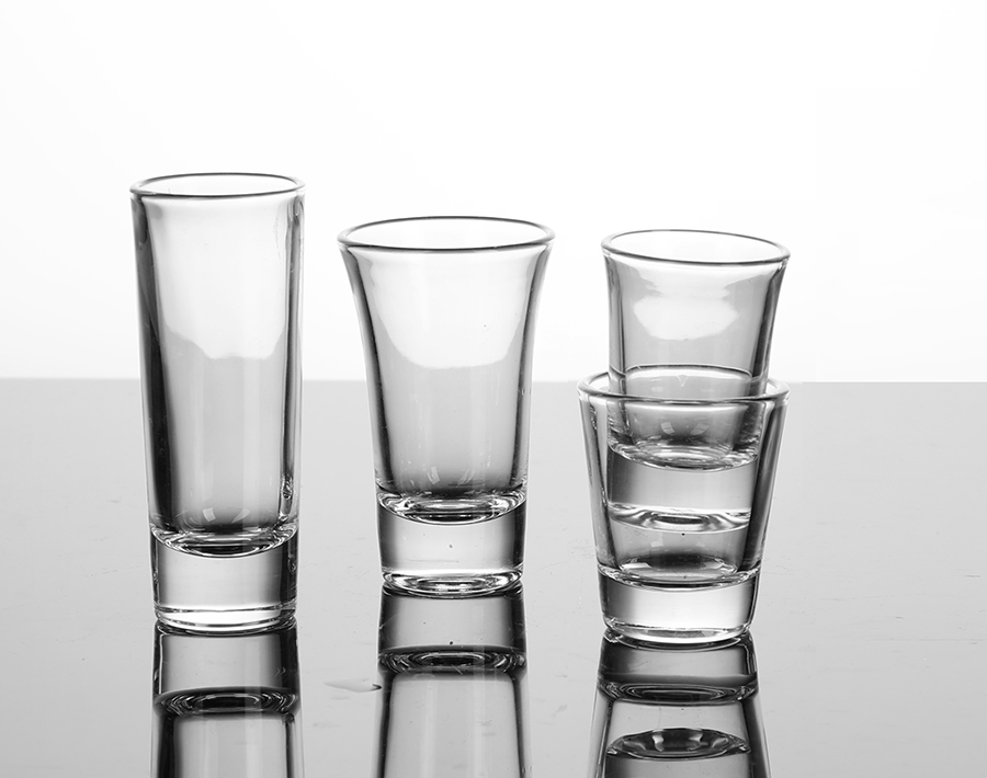 Luxury and high white shot glass cup for vodka and tequila