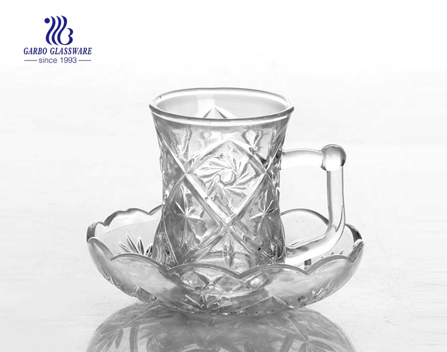 Export turkish glass tea cup with handle