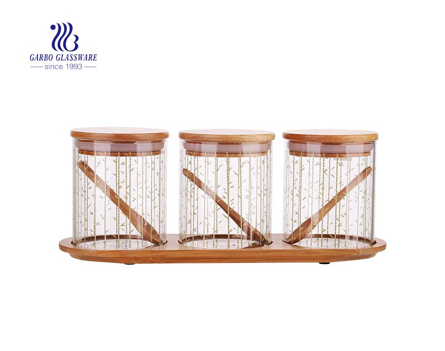 Kitchen Square Organizer Sealed Glass Storage Jars With Bamboo Lid