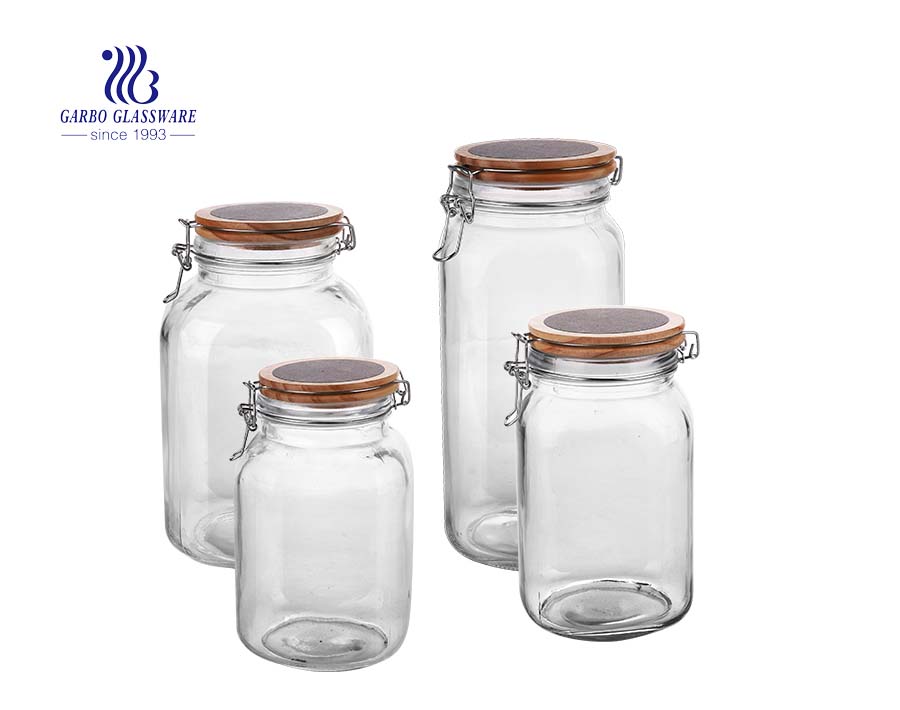 HC Elegant Home Airtight Glass Spice Jar Hermetic Seal Bail & Trigger/Jar  with Lid 6 Ounce Each Use As Spice Canister Set of 4 6 Ounce Each