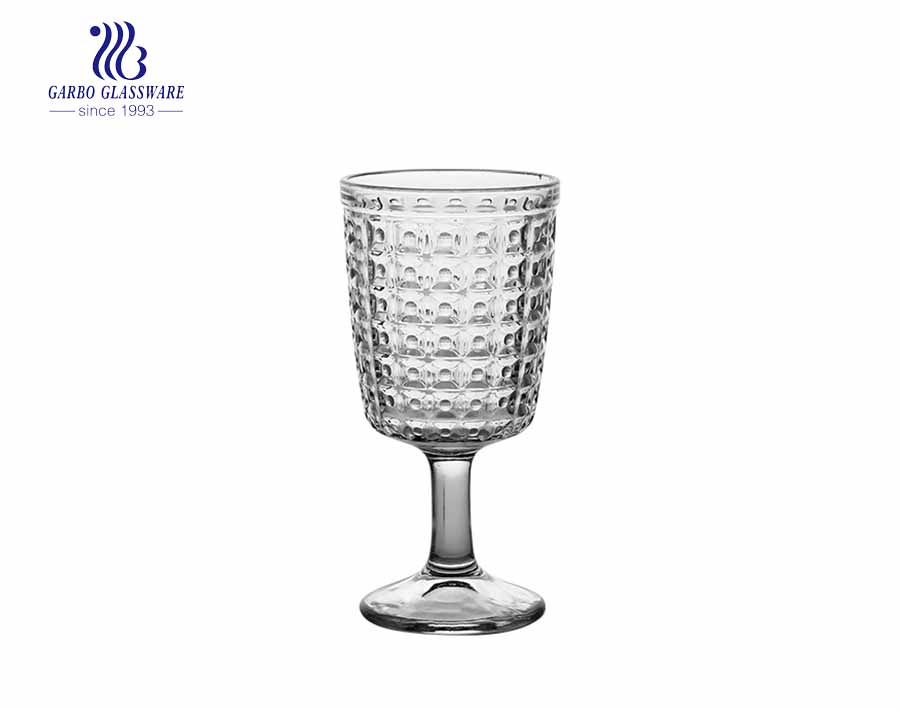 Embossed glass cup vintage diamond design drinking glasses 