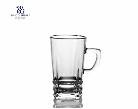 glass mug in glass with thick bottom for tea drinking
