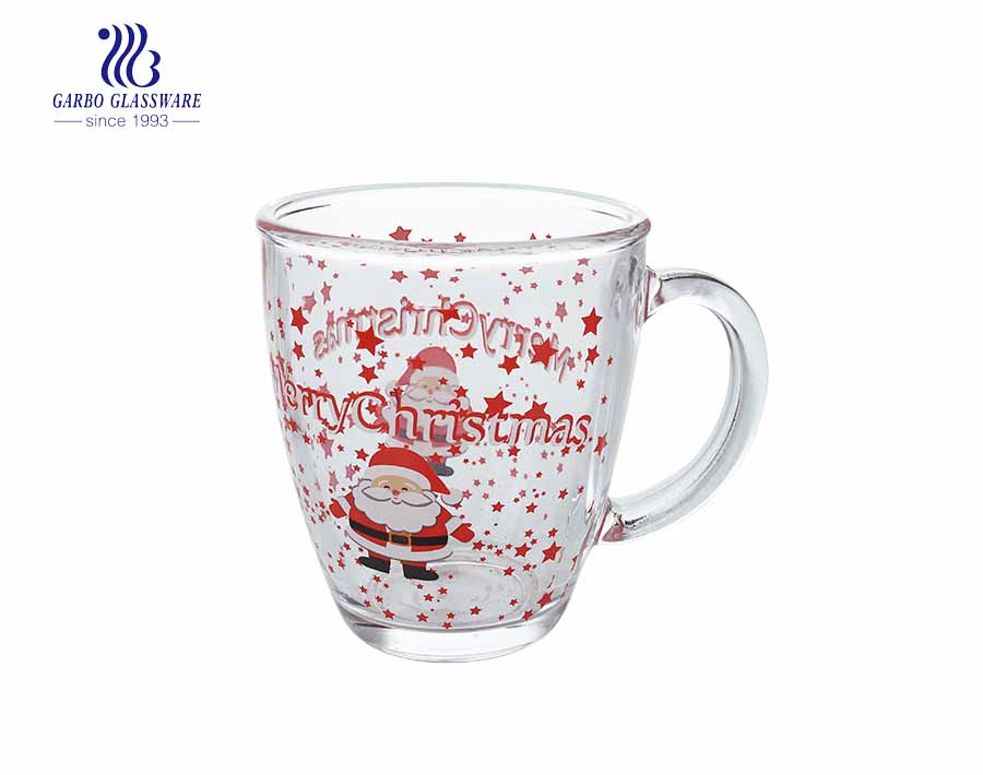 420ml Glass Coffee Mug With Gold Rim And Fancy Design factory in china