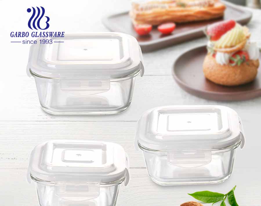 China Best Sellers Square Glass Food Storage Containers with Eco Friendly