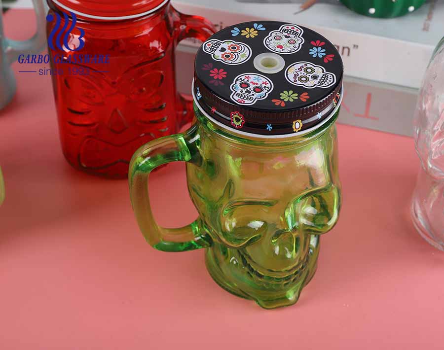 China Regular 0.13 gallon mason jars 17.6oz mason jar drinking glasses with  color lid and straw factory