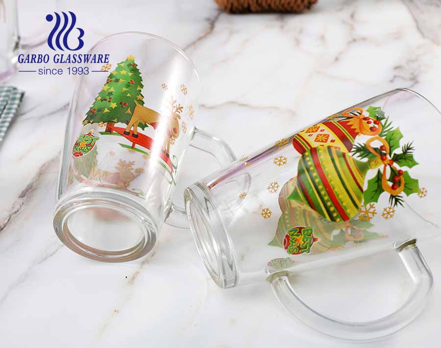 330ml Fancy Shape Glass Tea Mug For Christmas Promotion wholesale china