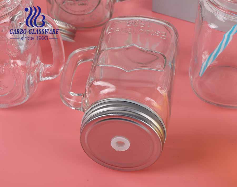 18oz Old Fashioned Soccer Ball Mason Jar Drinking Glasses Mugs with Handles