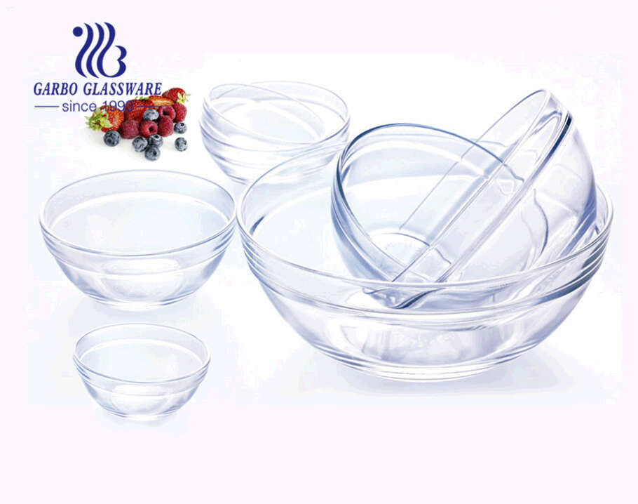 Ensaladera de vidrio barata de diseño clásico simple de 9 pulgadas con  fábrica de buena calidad y bajo precio en China