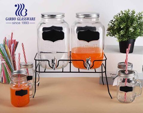 4L Glass Jar Party Juice Dispenser Glass Drink Beverage Dispenser