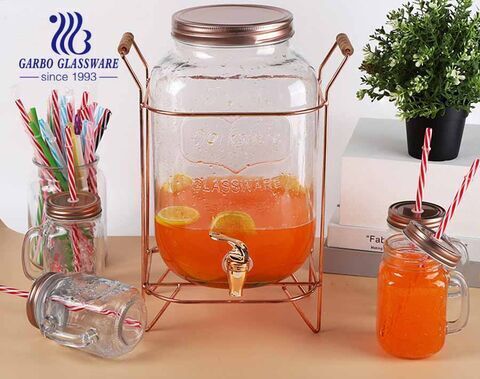4L Glass Mason Jar Party Juice Dispenser Glass Drink Beverage