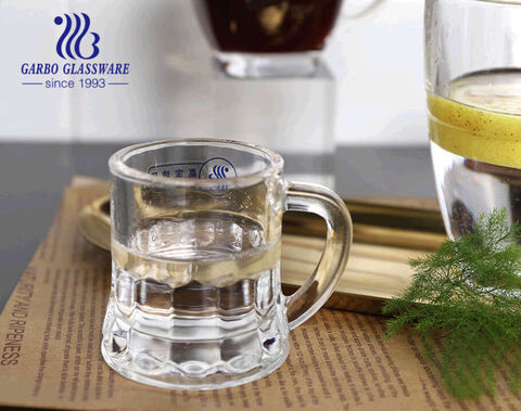 New Design Drinking Glass Cup with Handle Fancy 7oz Clear Glass Coffee Mug  - China Glass Mug and Glass Coffee Mug price