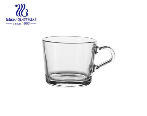 Garbo patent design glass cup with handle 10oz engraved pattern ocean  summer clear glass mugs manufacture