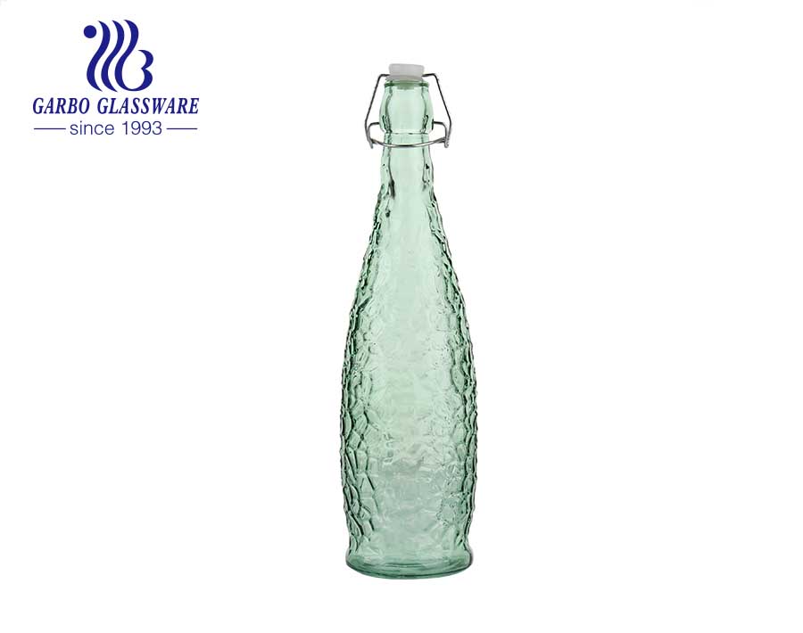 Botella de vidrio abatible [1 litro / 33 onzas líquidas] [Paquete de 6] –  Elaboración de cerveza oscilante con tapón para bebidas, aceite, vinagre