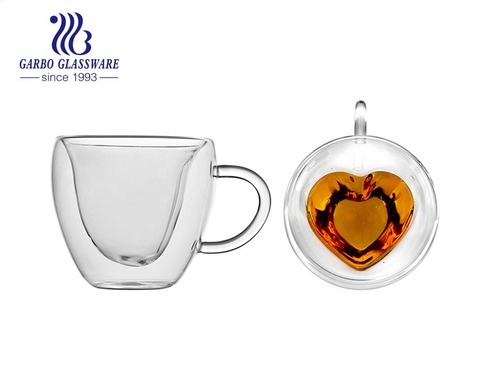 Double Wall Insulated Glass Coffee Glass Mug Tea Cup With Handle