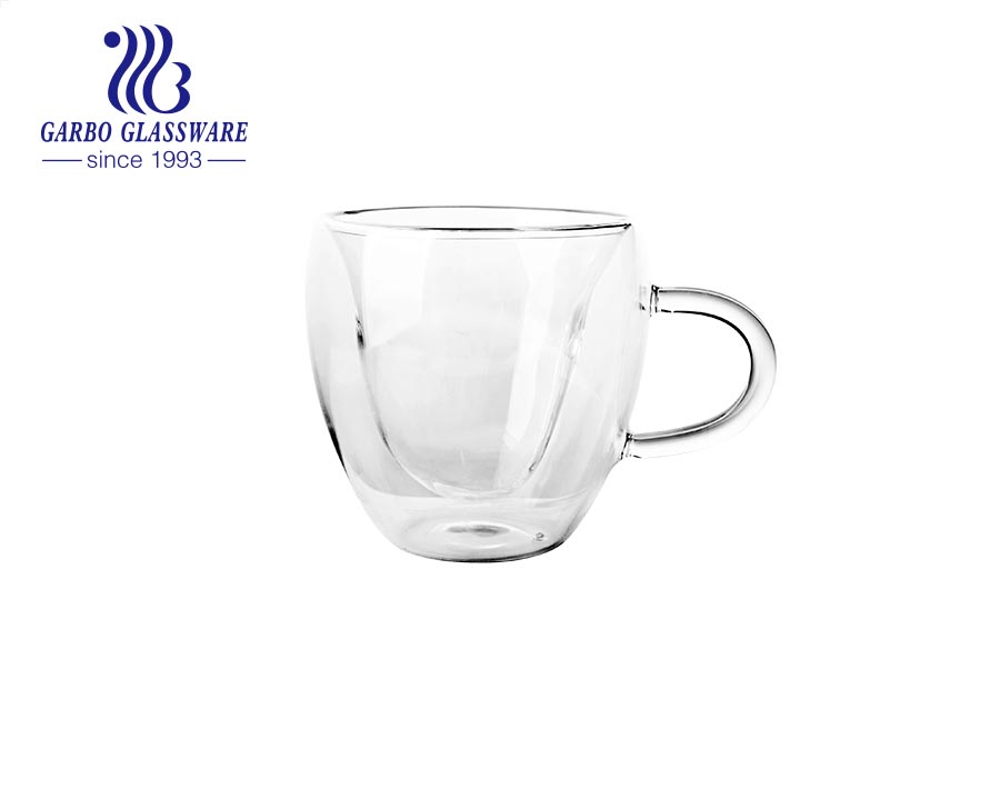Double Wall Insulated Glass Coffee Glass Mug Tea Cup With Handle