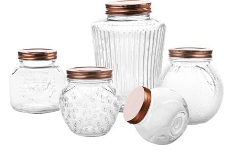 Nice storage jars recommended: Glass storage container jars with rose gold metal lid