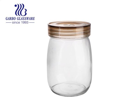China Square body with round mouth 2.5 Liters large glass storage jars with  plastic lids for tea coffee sugar