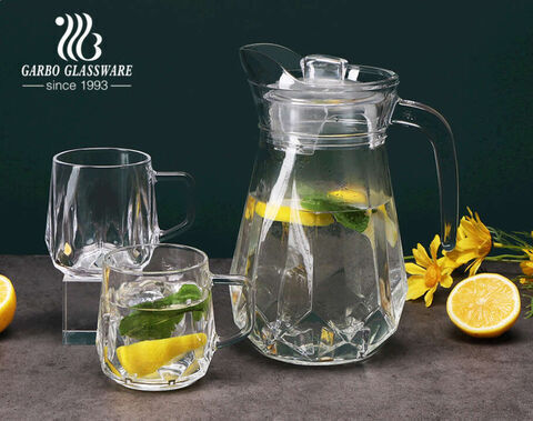  Jarra de agua con taza, jarra de agua de vidrio de 50.7 fl oz,  resistente al calor, juego de jarra de agua y vidrio, hervidor cuadrado para  hervir té y hogar (